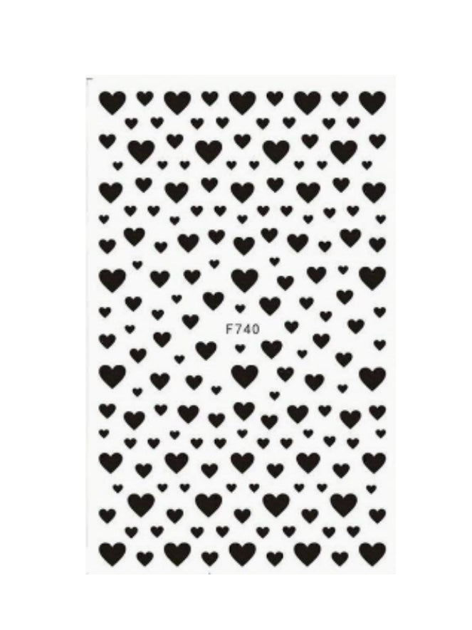 Black Heart Nail Stickers